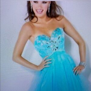 Jovani Blue Strapless Embellished Corset Fun Short Formal Dress Size 6
